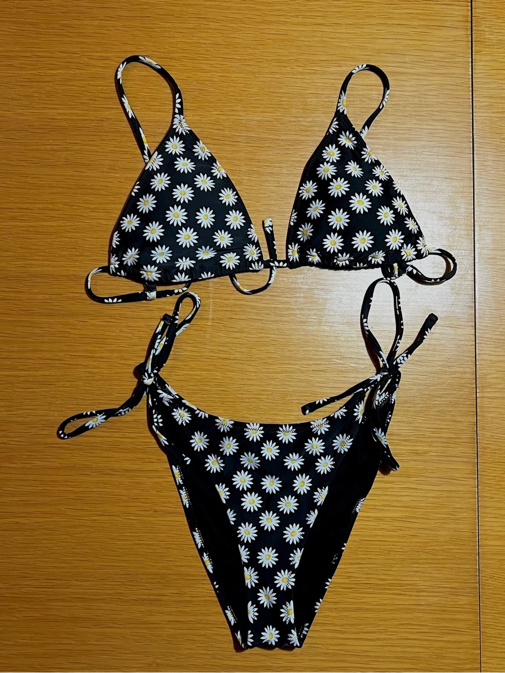 Forever 21 Black Daisy Tie-Side Bikini
